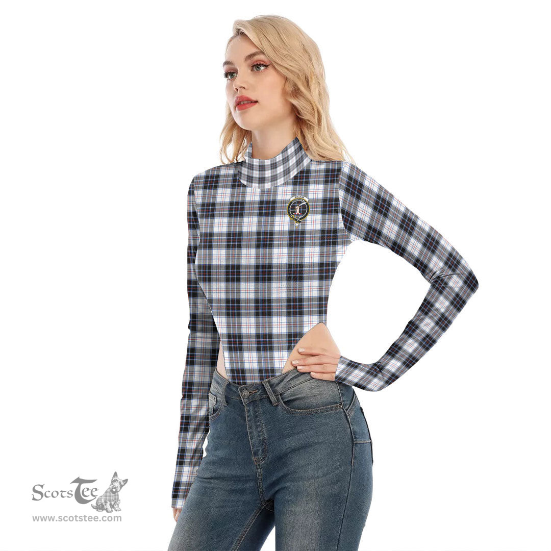 Scottish MacRae Dress Modern Clan Crest Tartan Womens Turtleneck High Cut Bodysuit Stretchy Jumpsuit