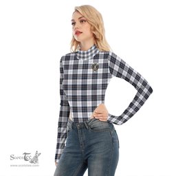 Scottish MacRae Dress Modern Clan Crest Tartan Womens Turtleneck High Cut Bodysuit Stretchy Jumpsuit