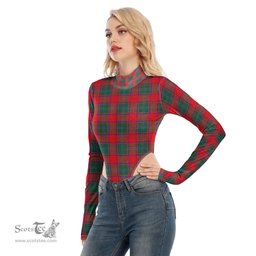 Scottish MacPhail Clan Clan Tartan Womens Turtleneck High Cut Bodysuit Stretchy Jumpsuit