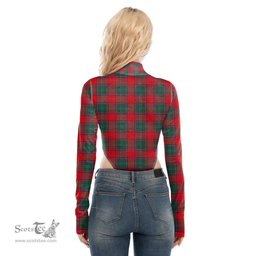 Scottish MacPhail Clan Clan Tartan Womens Turtleneck High Cut Bodysuit Stretchy Jumpsuit