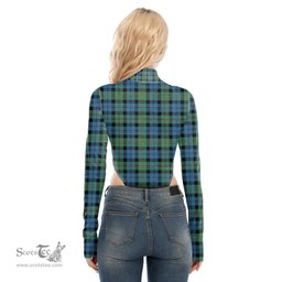 Scottish MacEwen Ancient Clan Tartan Womens Turtleneck High Cut Bodysuit Stretchy Jumpsuit
