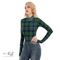 Scottish MacNeil of Colonsay Modern Clan Tartan Womens Turtleneck High Cut Bodysuit Stretchy Jumpsuit