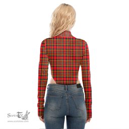 Scottish Hepburn Clan Crest Tartan Womens Turtleneck High Cut Bodysuit Stretchy Jumpsuit