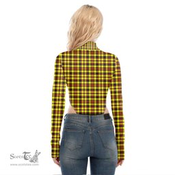 Scottish Jardine Clan Crest Tartan Womens Turtleneck High Cut Bodysuit Stretchy Jumpsuit
