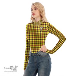 Scottish Jardine Clan Crest Tartan Womens Turtleneck High Cut Bodysuit Stretchy Jumpsuit