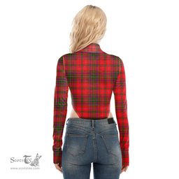 Scottish MacDougall Modern Clan Tartan Womens Turtleneck High Cut Bodysuit Stretchy Jumpsuit