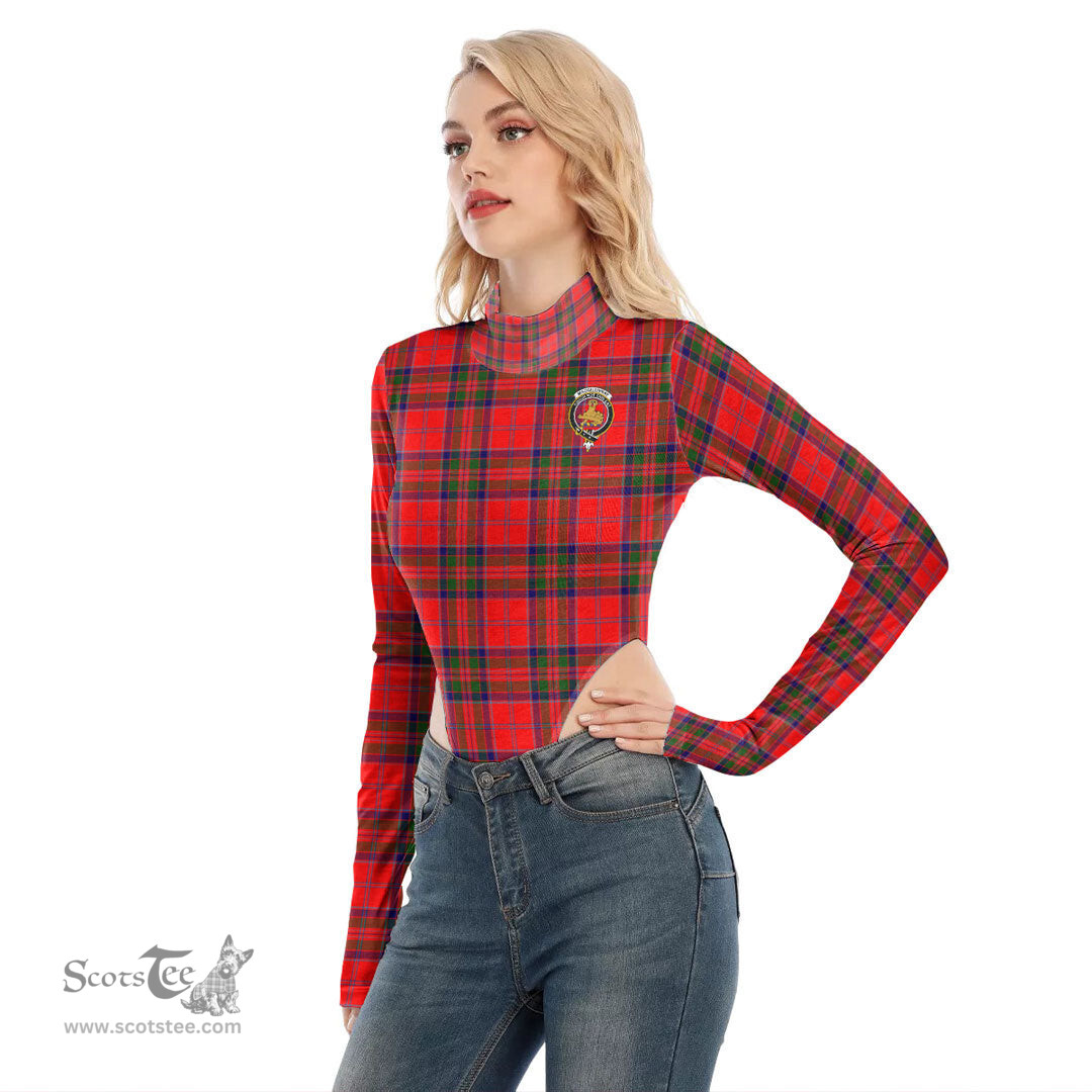 Scottish MacGillivray Modern Clan Crest Tartan Womens Turtleneck High Cut Bodysuit Stretchy Jumpsuit