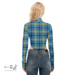 Scottish Laing Clan Tartan Womens Turtleneck High Cut Bodysuit Stretchy Jumpsuit