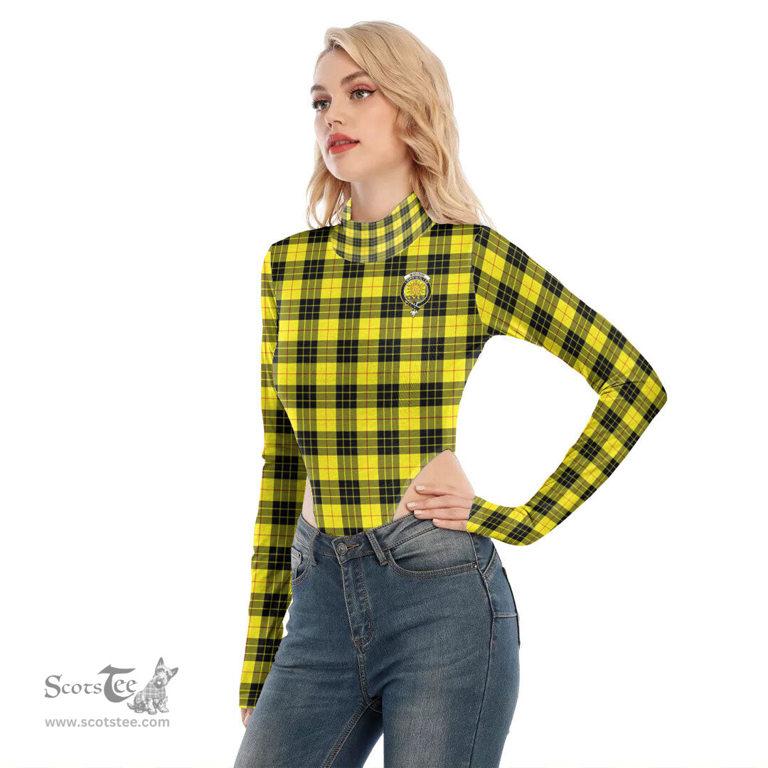 Scottish MacLeod of Lewis Modern Clan Crest Tartan Womens Turtleneck High Cut Bodysuit Stretchy Jumpsuit