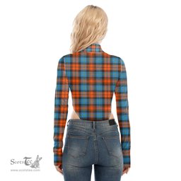 Scottish MacLachlan Ancient Clan Tartan Womens Turtleneck High Cut Bodysuit Stretchy Jumpsuit