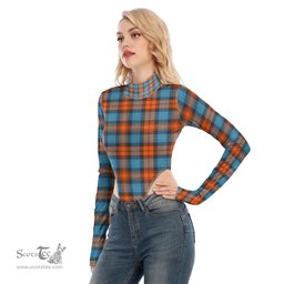 Scottish MacLachlan Ancient Clan Tartan Womens Turtleneck High Cut Bodysuit Stretchy Jumpsuit
