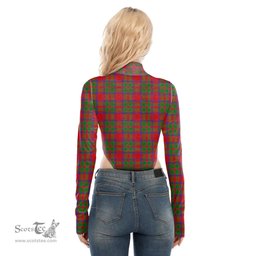 Scottish MacKintosh Modern Clan Tartan Womens Turtleneck High Cut Bodysuit Stretchy Jumpsuit
