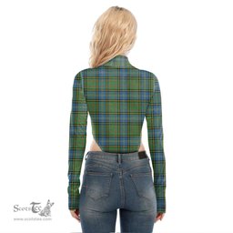 Scottish MacMillan Hunting Ancient Clan Crest Tartan Womens Turtleneck High Cut Bodysuit Stretchy Jumpsuit