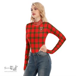 Scottish MacDonald of Sleat Clan Crest Tartan Womens Turtleneck High Cut Bodysuit Stretchy Jumpsuit