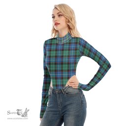 Scottish Hunter Ancient Clan Tartan Womens Turtleneck High Cut Bodysuit Stretchy Jumpsuit