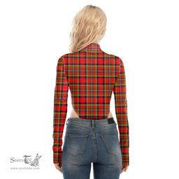 Scottish Hepburn Clan Tartan Womens Turtleneck High Cut Bodysuit Stretchy Jumpsuit