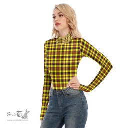 Scottish Jardine Clan Tartan Womens Turtleneck High Cut Bodysuit Stretchy Jumpsuit