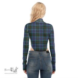 Scottish MacInnes Modern Clan Crest Tartan Womens Turtleneck High Cut Bodysuit Stretchy Jumpsuit