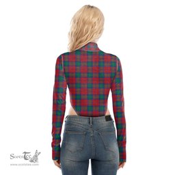Scottish Lindsay Modern Clan Tartan Womens Turtleneck High Cut Bodysuit Stretchy Jumpsuit