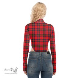 Scottish MacGillivray Modern Clan Tartan Womens Turtleneck High Cut Bodysuit Stretchy Jumpsuit