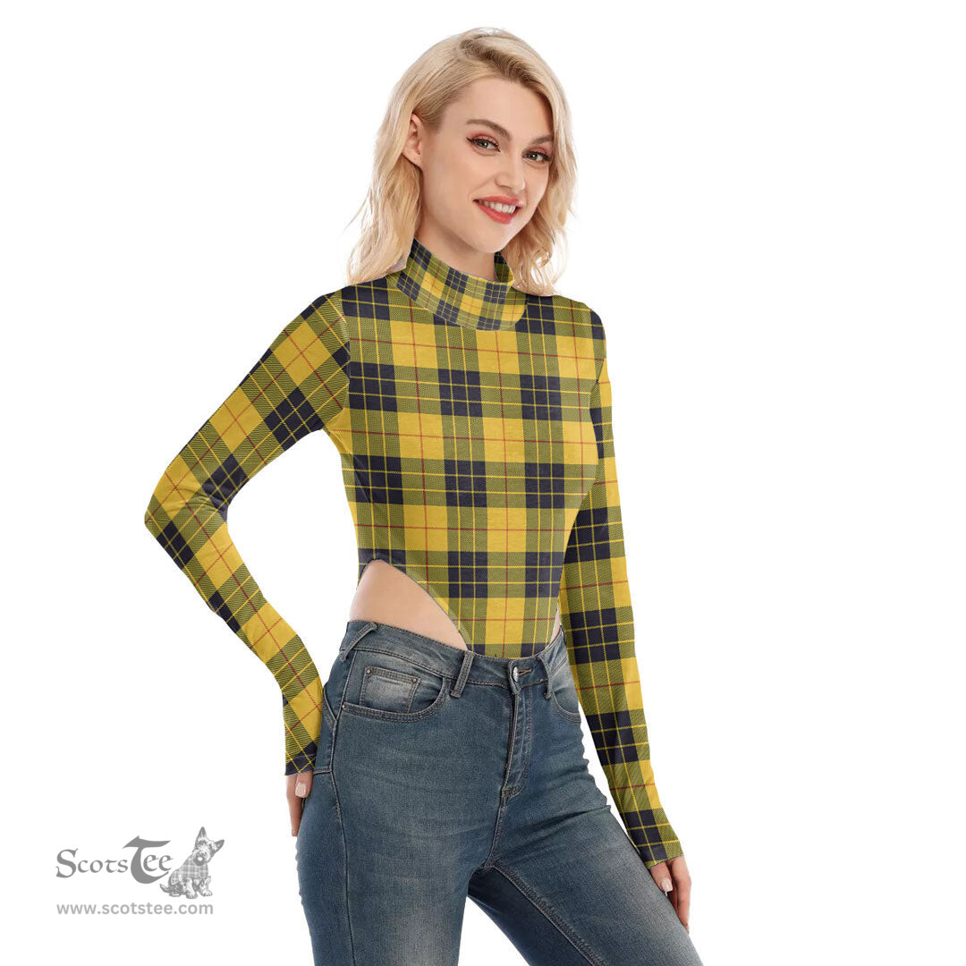 Scottish MacLeod of Lewis Ancient Clan Tartan Womens Turtleneck High Cut Bodysuit Stretchy Jumpsuit