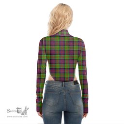Scottish MacDonald of Clanranald Clan Crest Tartan Womens Turtleneck High Cut Bodysuit Stretchy Jumpsuit