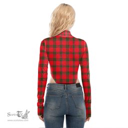 Scottish MacNab Modern Clan Crest Tartan Womens Turtleneck High Cut Bodysuit Stretchy Jumpsuit