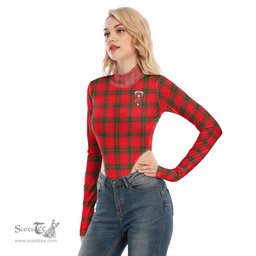 Scottish MacNab Modern Clan Crest Tartan Womens Turtleneck High Cut Bodysuit Stretchy Jumpsuit