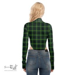 Scottish MacArthur Modern Clan Tartan Womens Turtleneck High Cut Bodysuit Stretchy Jumpsuit