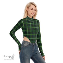 Scottish MacArthur Modern Clan Tartan Womens Turtleneck High Cut Bodysuit Stretchy Jumpsuit