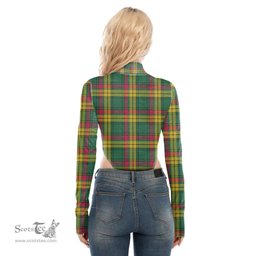 Scottish MacMillan Old Ancient Clan Tartan Womens Turtleneck High Cut Bodysuit Stretchy Jumpsuit