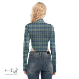 Scottish Leslie Hunting Ancient Clan Crest Tartan Womens Turtleneck High Cut Bodysuit Stretchy Jumpsuit