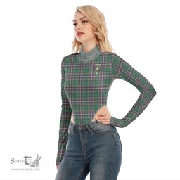 Scottish MacFarlane Hunting Ancient Clan Crest Tartan Womens Turtleneck High Cut Bodysuit Stretchy Jumpsuit