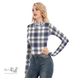 Scottish Hannay Modern Clan Tartan Womens Turtleneck High Cut Bodysuit Stretchy Jumpsuit