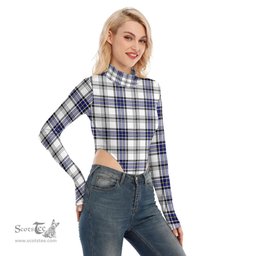 Scottish Hannay Modern Clan Tartan Womens Turtleneck High Cut Bodysuit Stretchy Jumpsuit