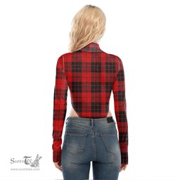 Scottish MacLeod of Raasay Clan Crest Tartan Womens Turtleneck High Cut Bodysuit Stretchy Jumpsuit