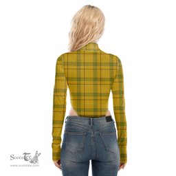 Scottish Houston Clan Tartan Womens Turtleneck High Cut Bodysuit Stretchy Jumpsuit