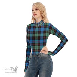 Scottish Guthrie Ancient Clan Tartan Womens Turtleneck High Cut Bodysuit Stretchy Jumpsuit