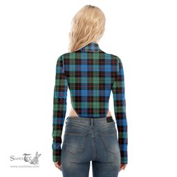 Scottish Guthrie Ancient Clan Tartan Womens Turtleneck High Cut Bodysuit Stretchy Jumpsuit