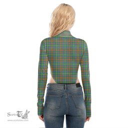 Scottish MacKintosh Hunting Ancient Clan Crest Tartan Womens Turtleneck High Cut Bodysuit Stretchy Jumpsuit