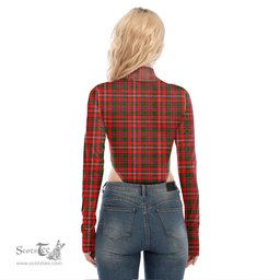 Scottish MacKinnon Modern Clan Crest Tartan Womens Turtleneck High Cut Bodysuit Stretchy Jumpsuit