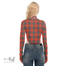 Scottish MacNab Ancient Clan Tartan Womens Turtleneck High Cut Bodysuit Stretchy Jumpsuit