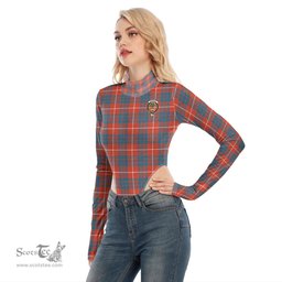 Scottish Hamilton Ancient Clan Crest Tartan Womens Turtleneck High Cut Bodysuit Stretchy Jumpsuit