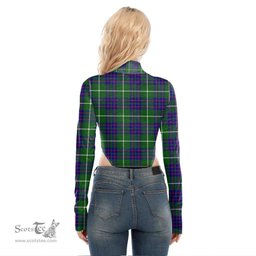 Scottish MacIntyre Hunting Modern Clan Crest Tartan Womens Turtleneck High Cut Bodysuit Stretchy Jumpsuit