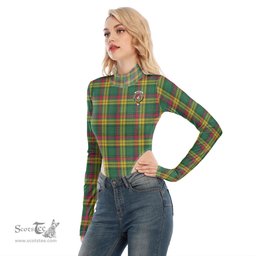 Scottish MacMillan Old Ancient Clan Crest Tartan Womens Turtleneck High Cut Bodysuit Stretchy Jumpsuit