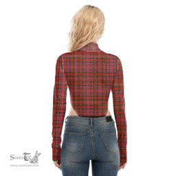 Scottish MacAlister Modern Clan Tartan Womens Turtleneck High Cut Bodysuit Stretchy Jumpsuit