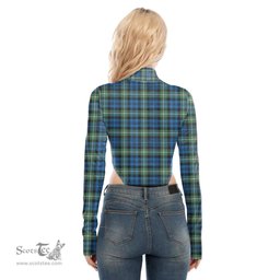 Scottish Lamont Ancient Clan Tartan Womens Turtleneck High Cut Bodysuit Stretchy Jumpsuit