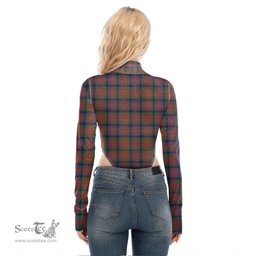 Scottish MacDuff Hunting Modern Clan Crest Tartan Womens Turtleneck High Cut Bodysuit Stretchy Jumpsuit