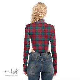 Scottish Lindsay Modern Clan Crest Tartan Womens Turtleneck High Cut Bodysuit Stretchy Jumpsuit