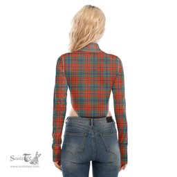 Scottish MacLean of Duart Ancient Clan Tartan Womens Turtleneck High Cut Bodysuit Stretchy Jumpsuit